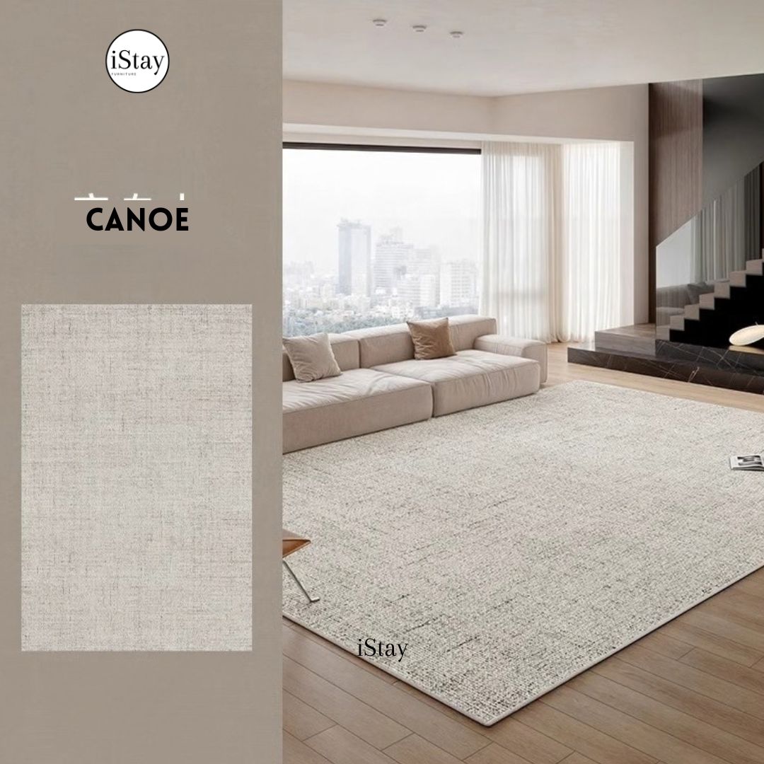 พรมห้องนั่งเล่น กันน้ำ เช็ดง่าย พนมโเดิร์นโทนเทา Breeze Walk Rug Collection | iStay