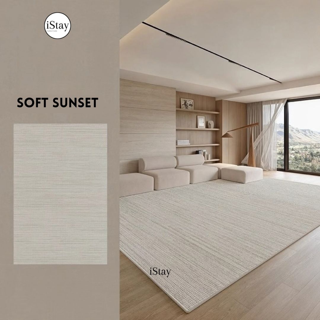 พรมห้องนั่งเล่น กันน้ำ เช็ดง่าย พนมโเดิร์นโทนเทา Breeze Walk Rug Collection | iStay