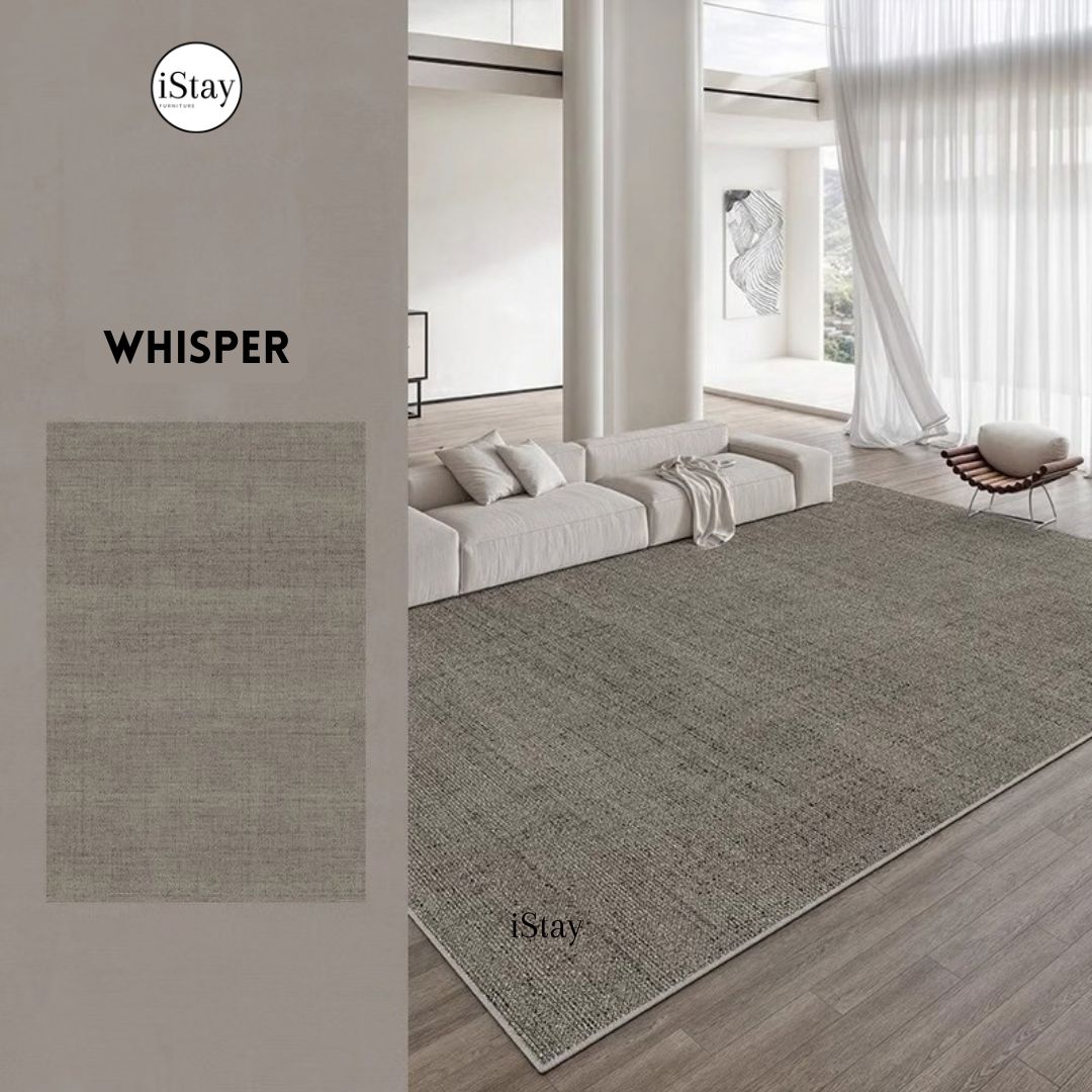 พรมห้องนั่งเล่น กันน้ำ เช็ดง่าย พนมโเดิร์นโทนเทา Breeze Walk Rug Collection | iStay