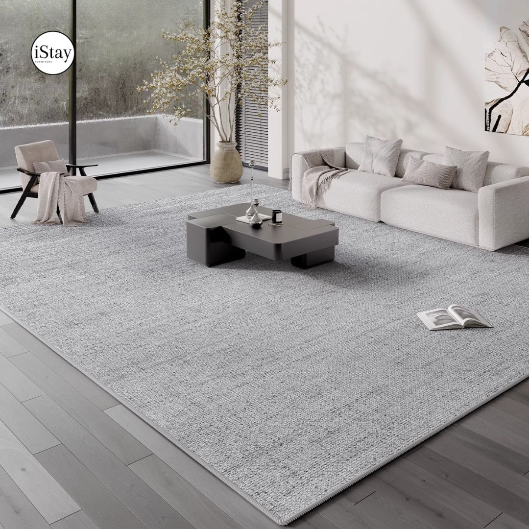 พรมห้องนั่งเล่น กันน้ำ เช็ดง่าย พนมโเดิร์นโทนเทา Breeze Walk Rug Collection | iStay