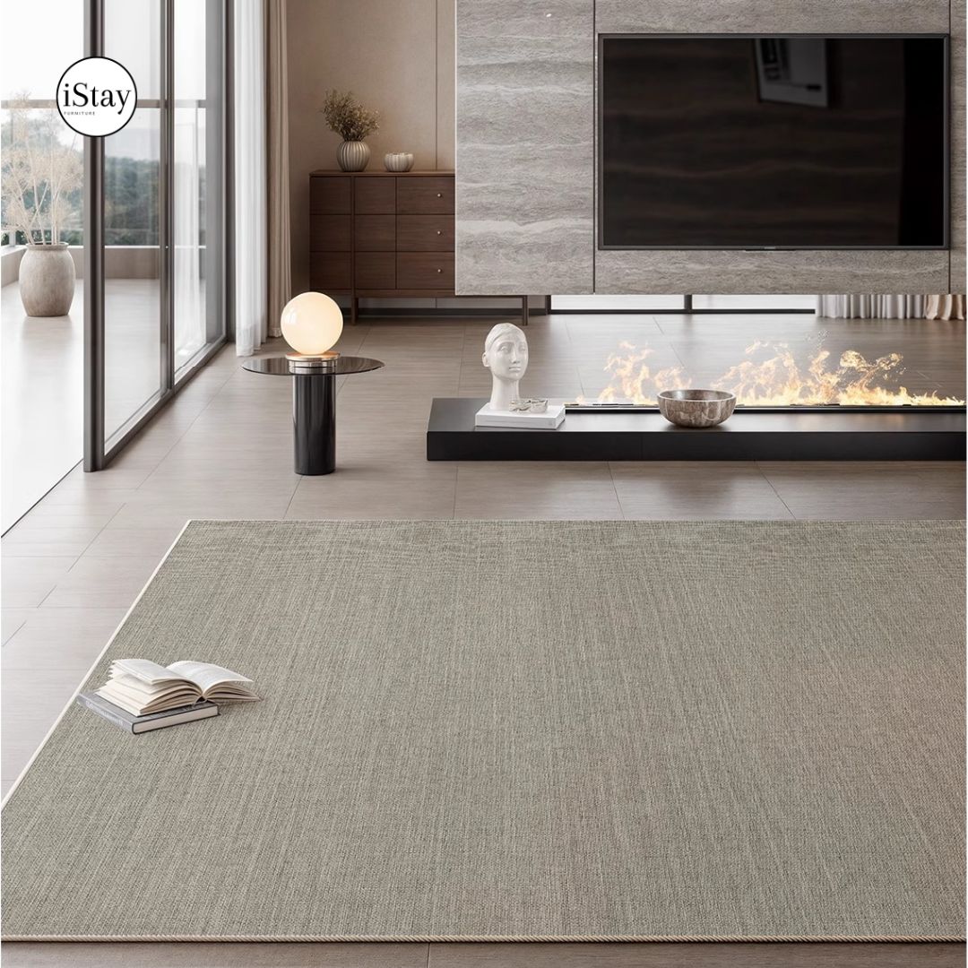 พรมห้องนั่งเล่น กันน้ำ เช็ดง่าย พนมโเดิร์นโทนเทา Breeze Walk Rug Collection | iStay